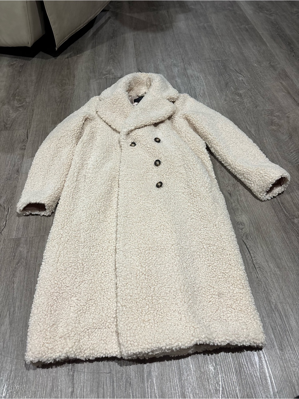 J. Crew Double Breasted Teddy Sherpa Women's Ivory Topcoat BA528 Size Small NEW - Picture 2 of 4